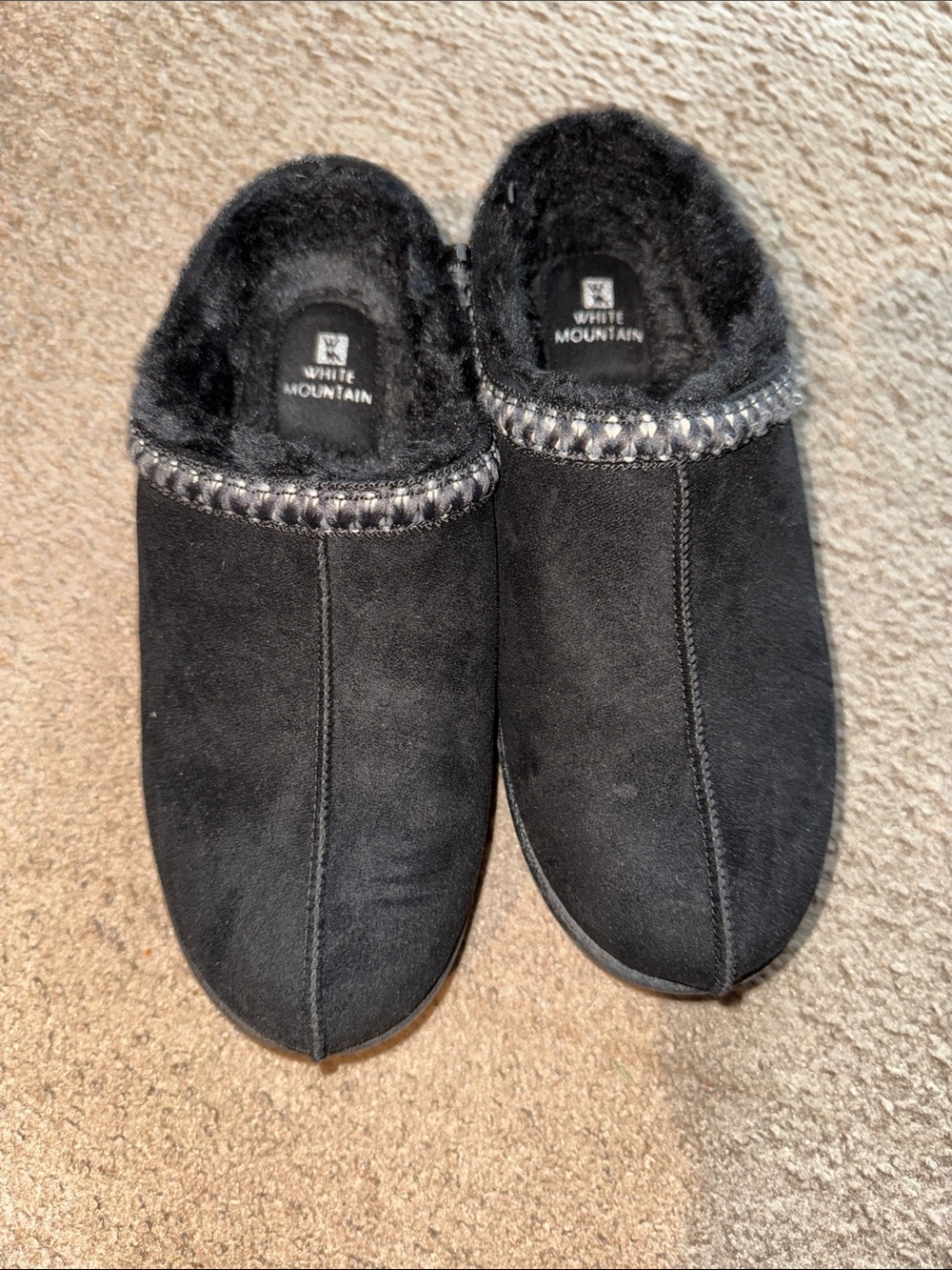 White Mountain Black Faux-Suede Cozy Slip-On Mules